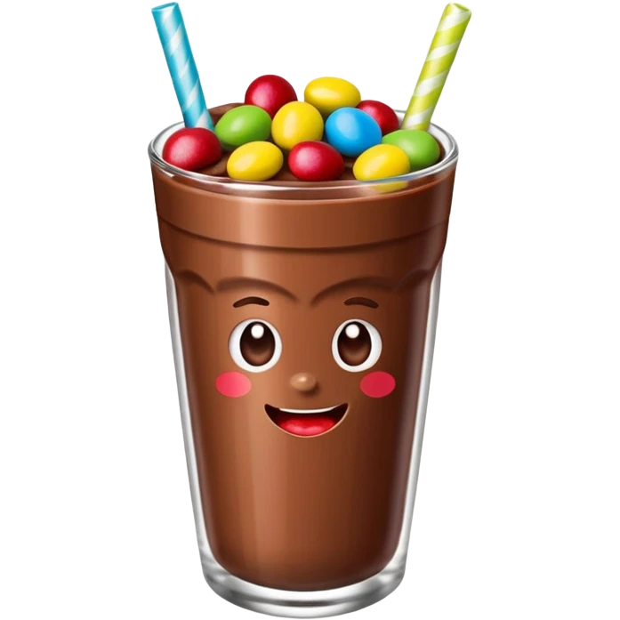 Un vaso cubierto de chocolate arriba fresas y mym emoji