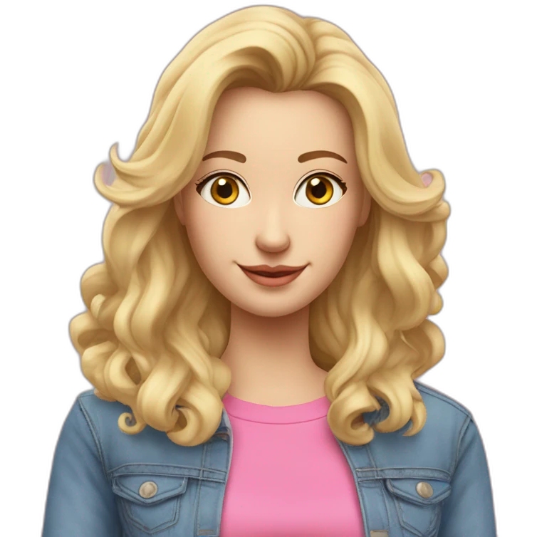 Blonde Mutter mit schulterlangen Haaren blauer Jeans und pinken Pullover kochend  emoji