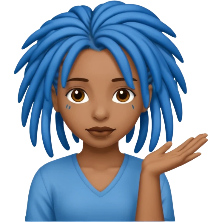 brown girl with blue locs saying fuck you emoji