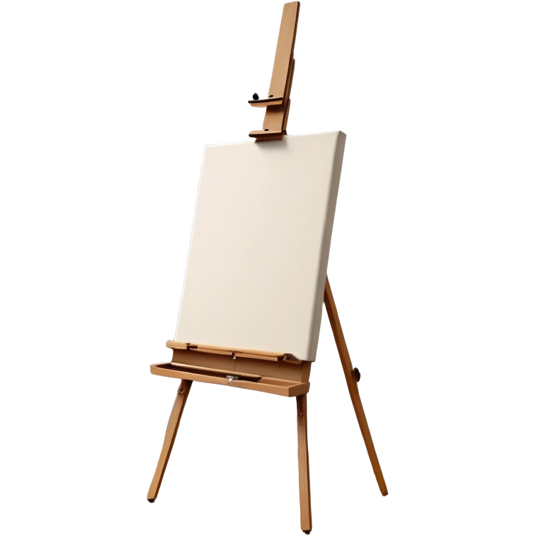 Cinematic Realistic image of a pristine canvas mounted on a sturdy wooden easel, with the canvas’ smooth surface and the easel’s detailed grain rendered in soft natural light, evoking a quiet moment of creative anticipation emoji