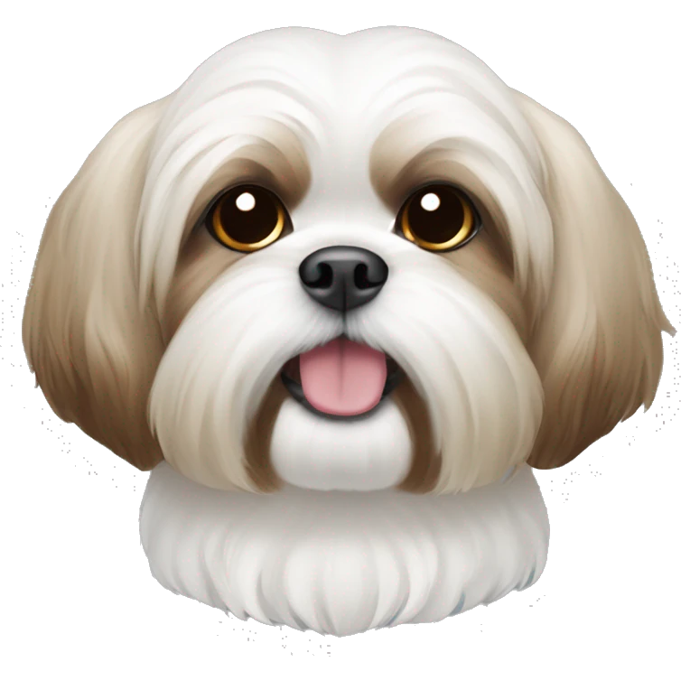 Shih tzu dog that’s white and light brown on the ears  emoji