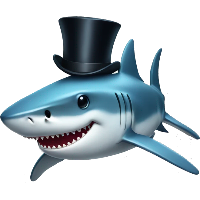 Shark with a top hat emoji