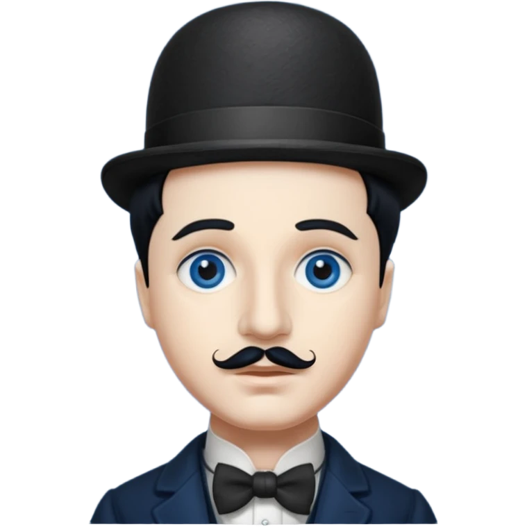 Charlie Chaplin dark blue eyes, black hair emoji
