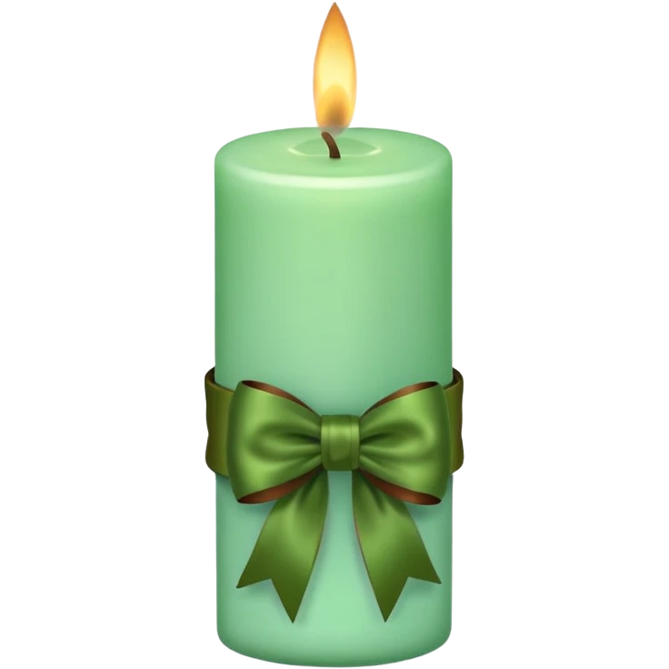 mint candle, with brown bow emoji