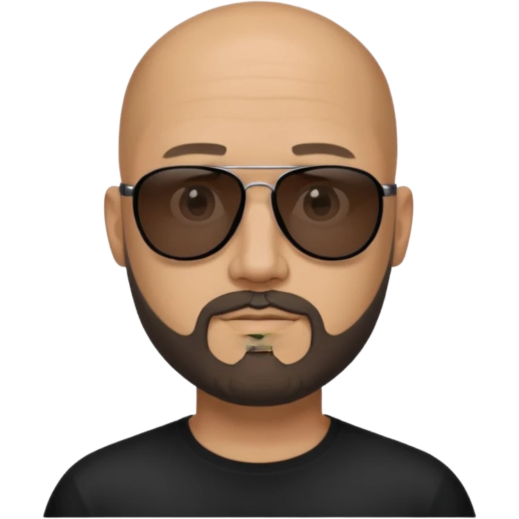 Bald man, wearing black fashion sunglasses, goatee beard emoji