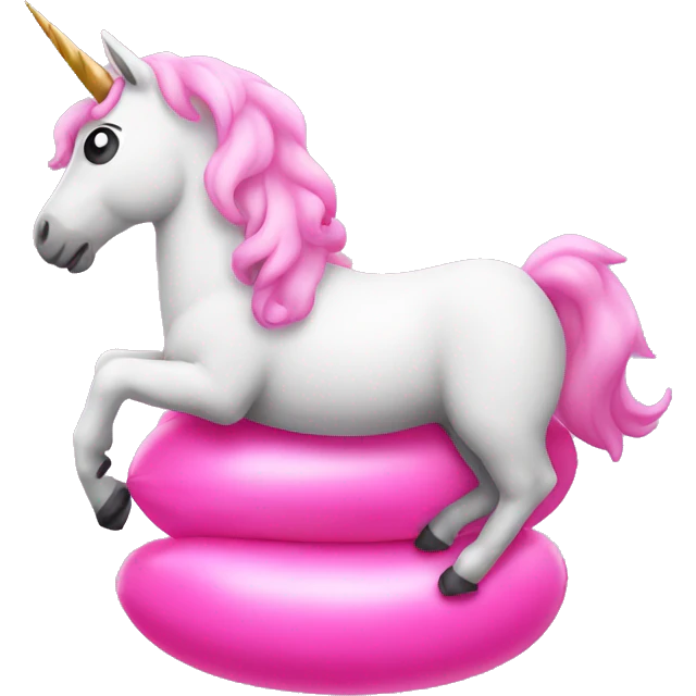Unicorn in a pink inflatable  emoji