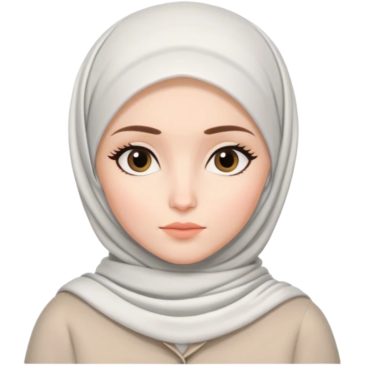 a white skin hijab woman thinking something with zepeto styles emoji
