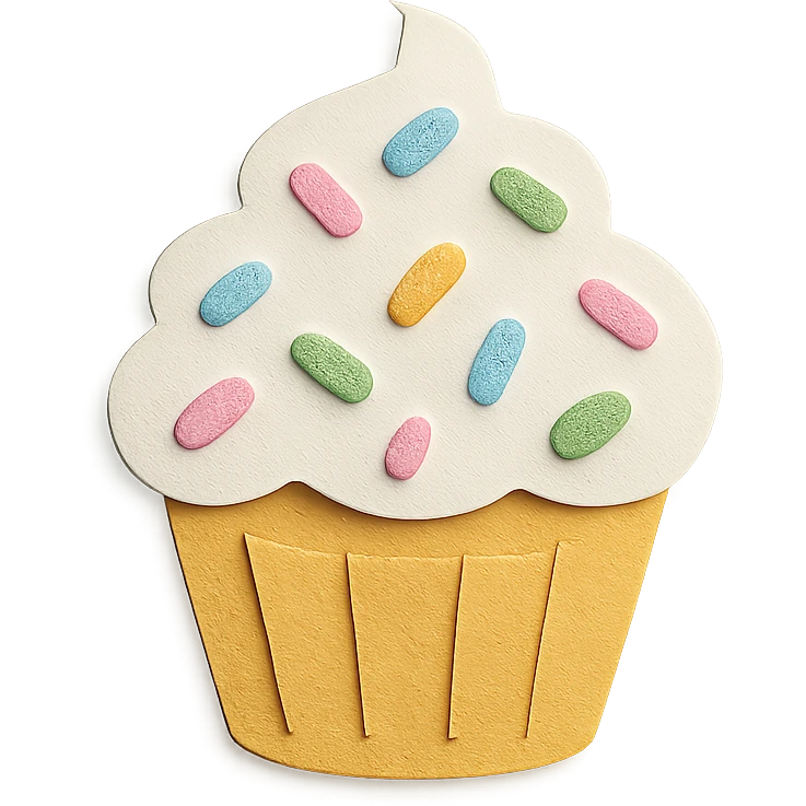 funfetti cupcake with pastel sprinkles emoji