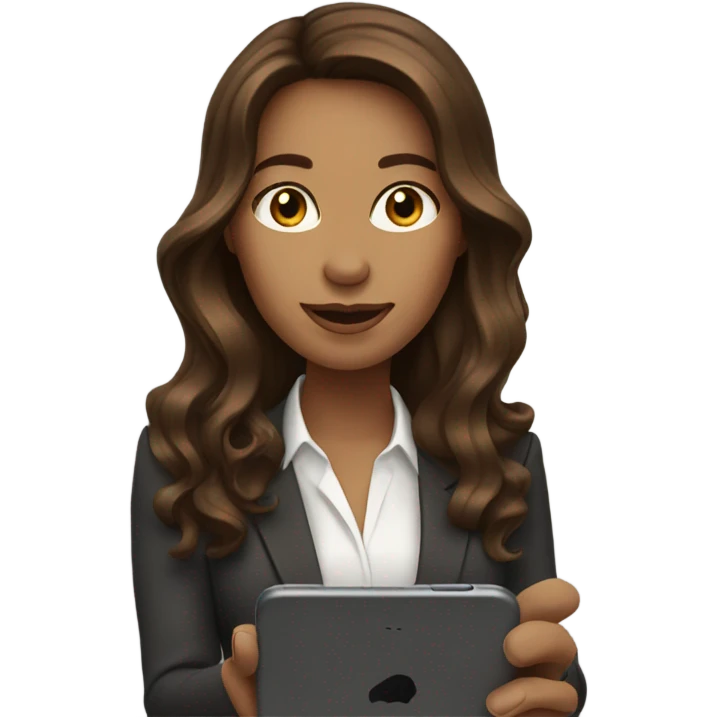 business woman with long wavy brown hair on the iphone emoji