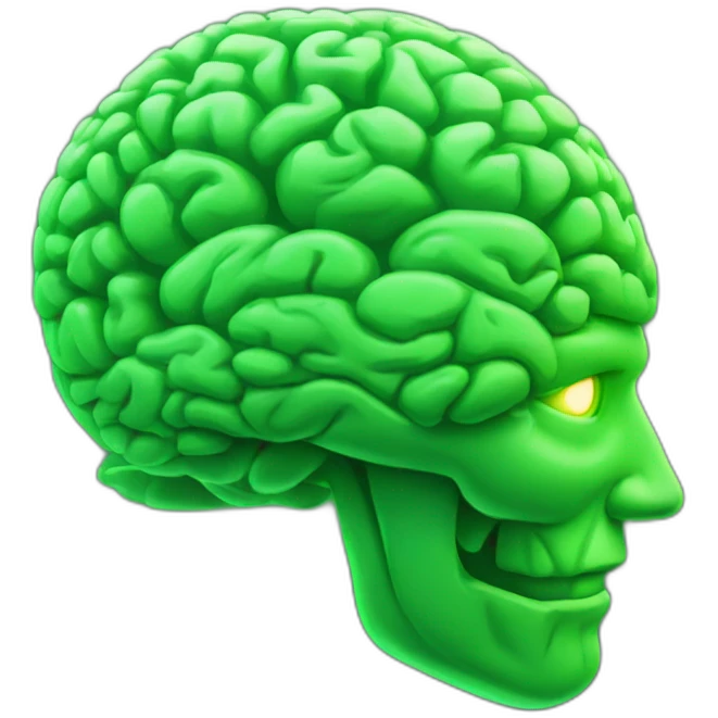 Neon green brain emoji