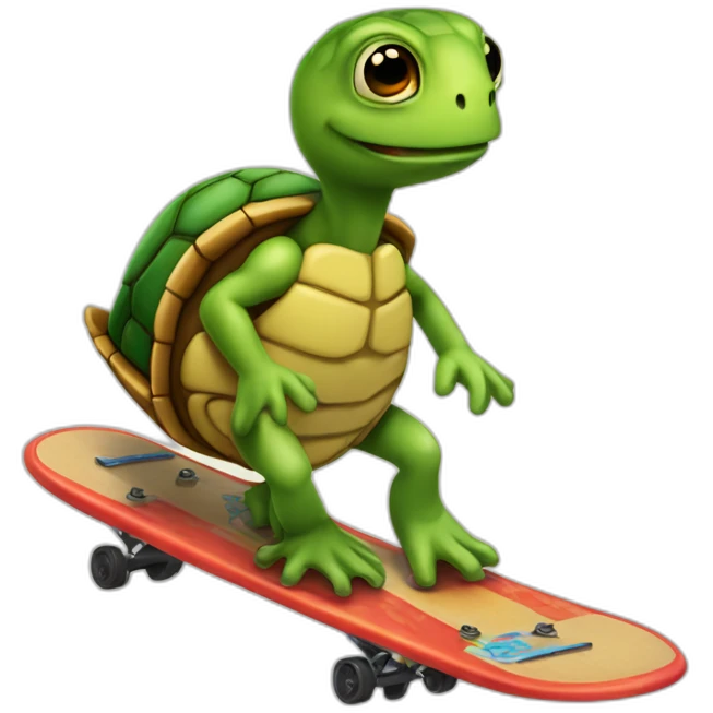 Turte riding a scateboard emoji