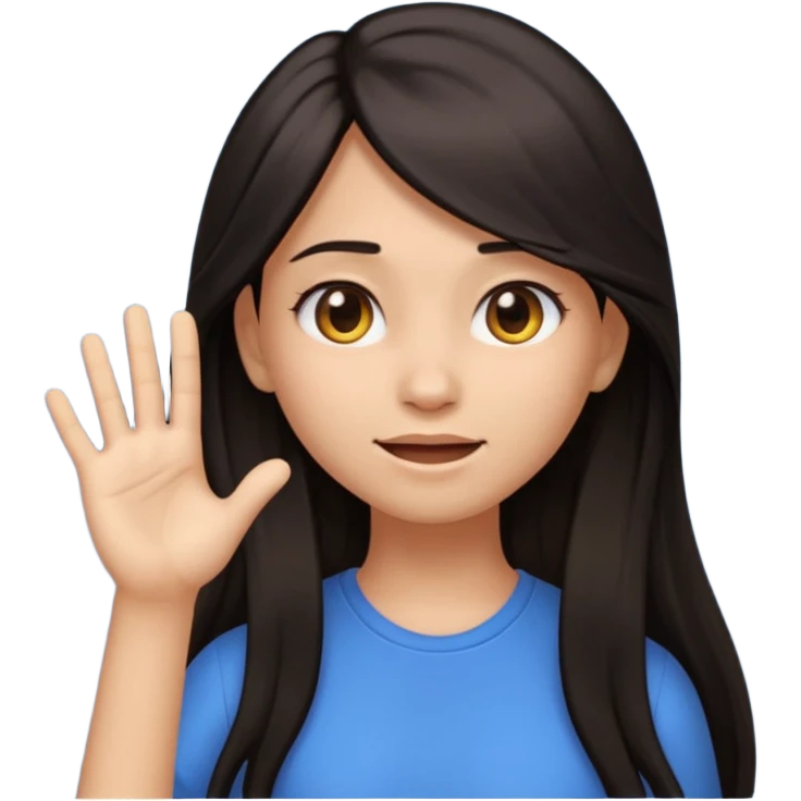 Animated girl dark long hair emoji tapping right side of the head with her hand with duh facial expression  emoji