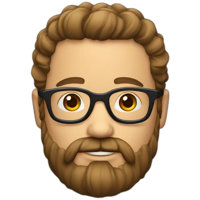 homme barbue cheveux frisé avec lunette emoji