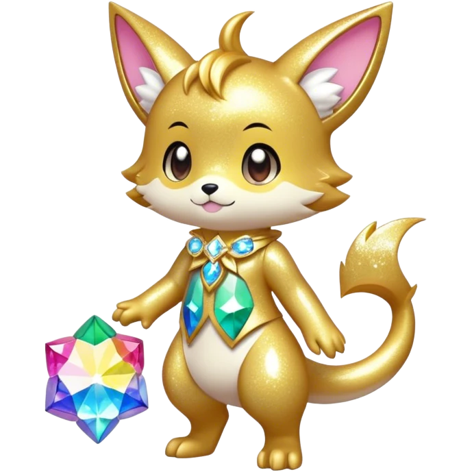 Cute Kawaii Chibi Anthro Sona Pretty Shiny Colorful Sparkly Fakemon Full Body emoji
