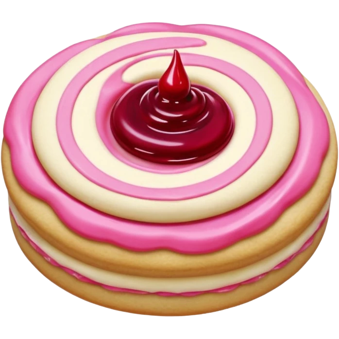 Sugar cookie with pink frosting and a dollop of jam emoji