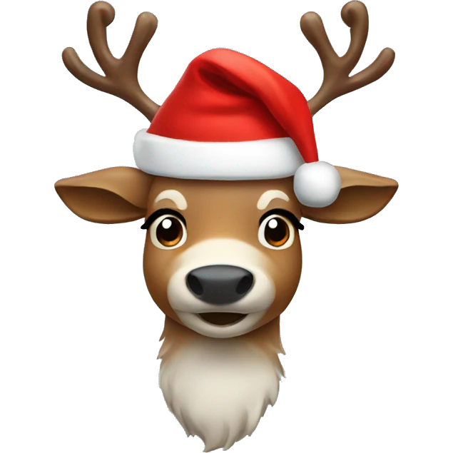 Reindeer with santa hat emoji