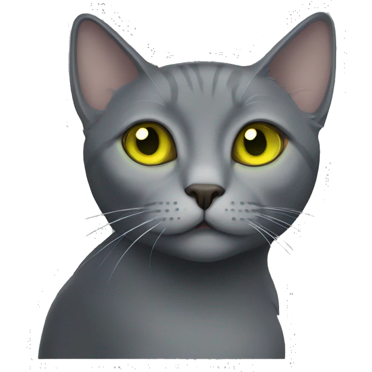Russian gray cat with yellow/green eyes emoji