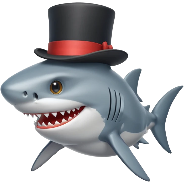 Shark with a top hat emoji