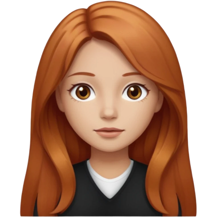 girlfriend with long middle part dark strawberry blonde hair with brown eyes emoji