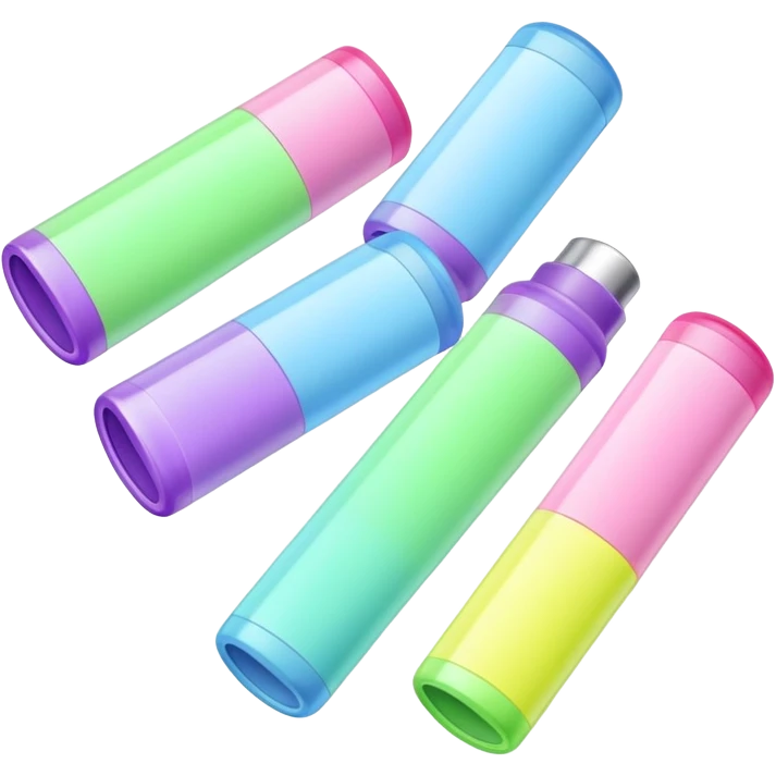 Light blue, light pink, light green and light purple highlighters emoji