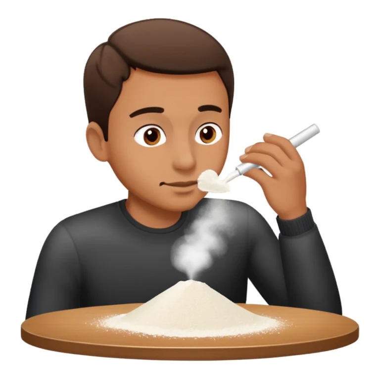Man sniffing white powder emoji