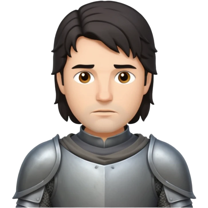 knight with dark hair, grey armor emoji