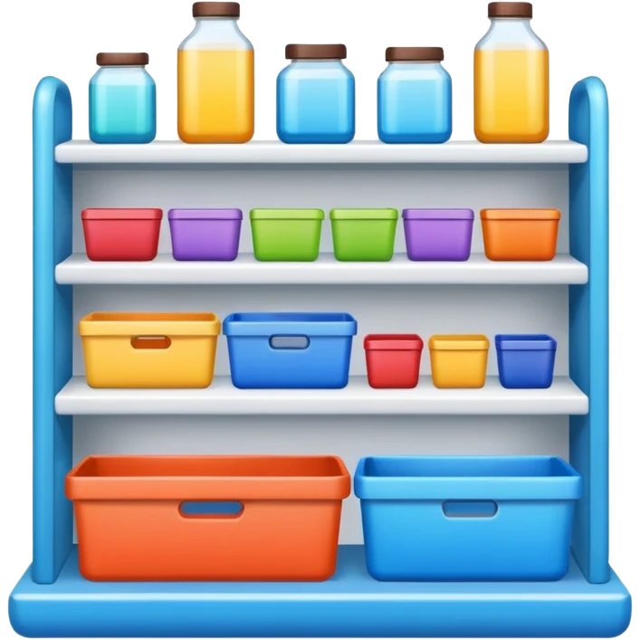 store display shelf with stuff organized lines emoji
