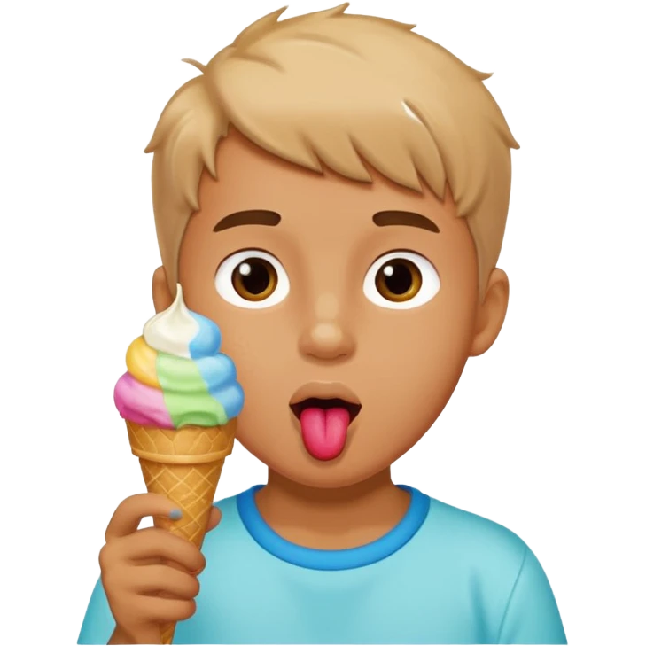 a boy licking icecream emoji