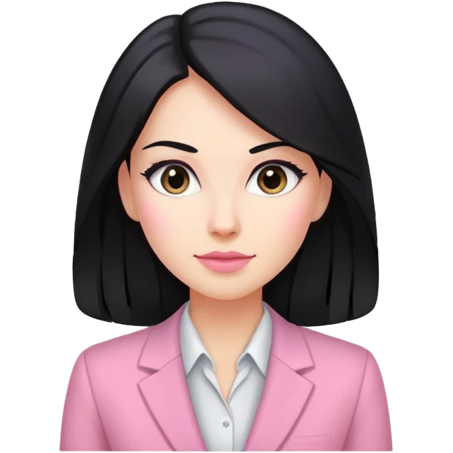 Business chlothes pink woman caucasian long black hair girl emoji