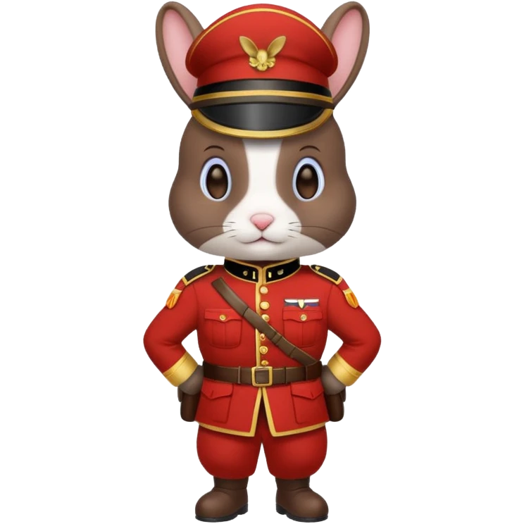 dark brown rabbit with soldier costume emoji