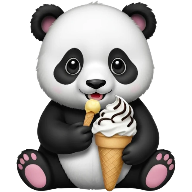 Panda eating ice cream emoji