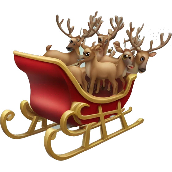 sleigh with 8 reindeer  emoji