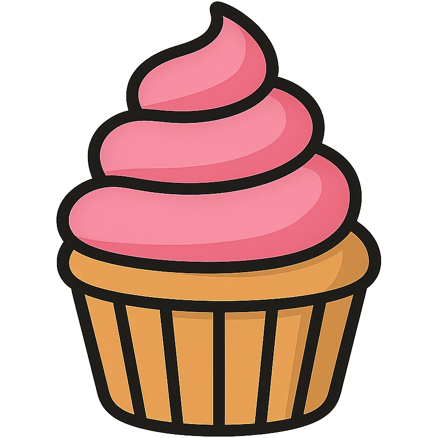 flat toon style cupcake with pink icing emoji