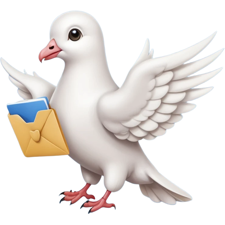 a dove with a letter, in paws emoji