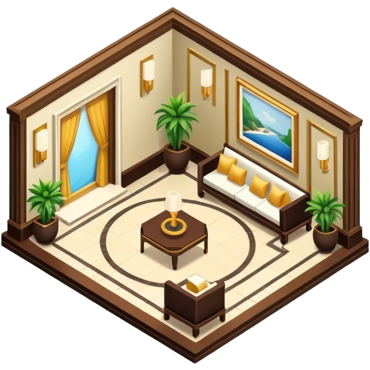 Luxe hotel lobby isometric interior  emoji