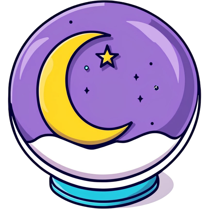 crystal ball with stars and moon emoji