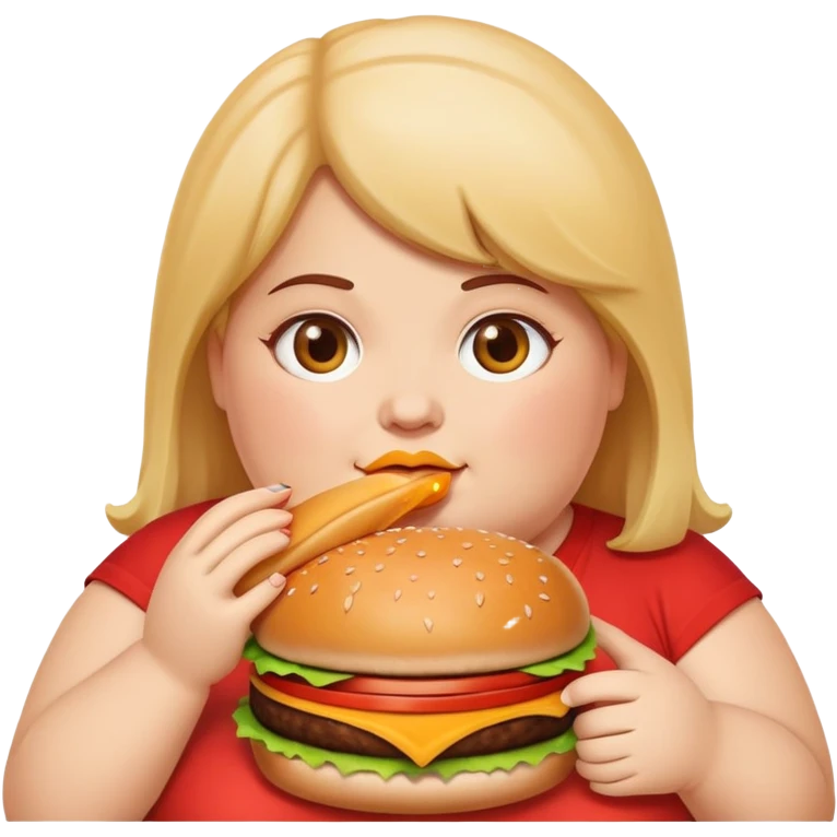 fat girl eating burger emoji
