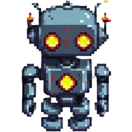 Tiny robot with glowing eyes emoji