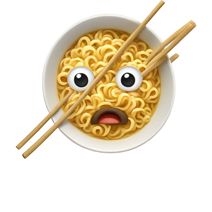 Ramen with 2 eyes on it emoji