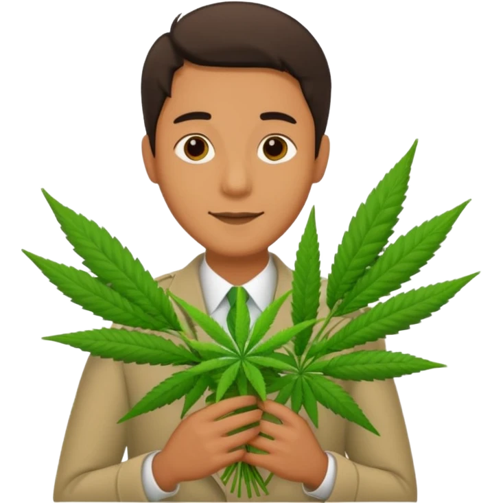 Man holding a bouquet of marijuana  emoji