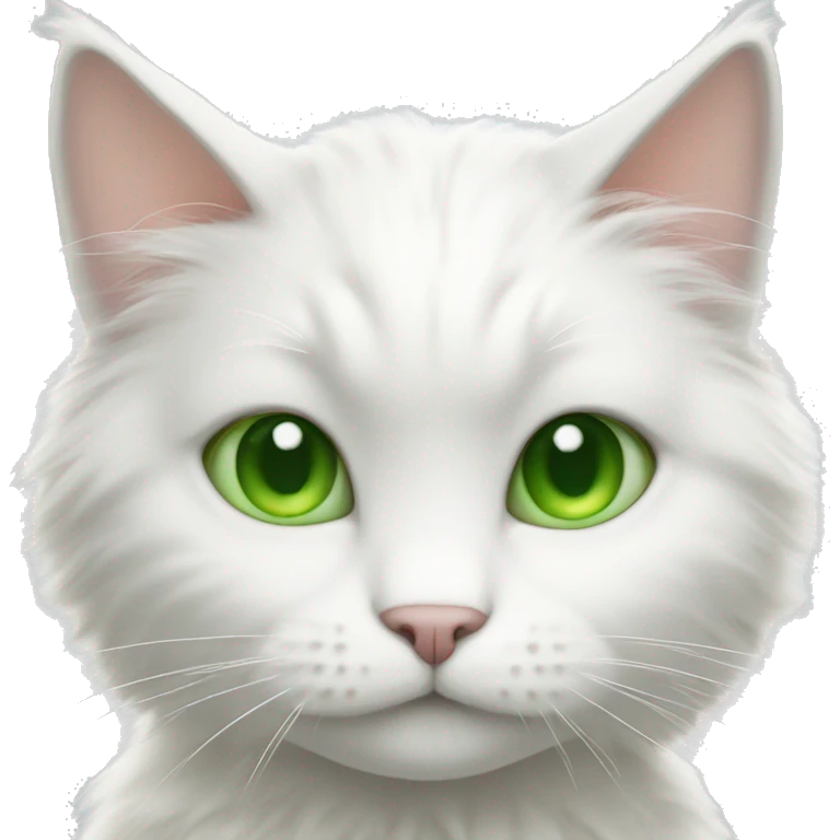 Fluffy white cat green eyes with small ears  emoji