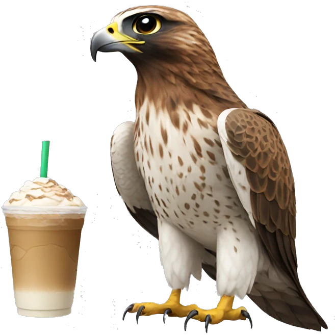 Falcon drinking a Frappuccino emoji
