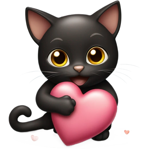 Black cat with heart chocolate  emoji