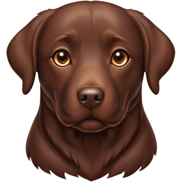 Cinematic Noble Chocolate Labrador Portrait Emoji, Poised and regal, with a robust, muscular build and a rich, glossy chocolate Fur, deep-set soulful brown eyes, Simplified yet sharp and sophisticated features, highly detailed, glowing with a soft, dignified glow, high shine, intelligent and gentle, stylized with an air of confidence, focused and attentive, soft glowing outline, capturing the essence of a watchful and loving companion, so majestic it feels as though it could bound out of the screen with effortless authority! emoji