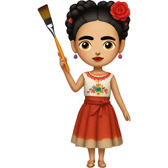 body frida kahlo kid with paintbrush emoji