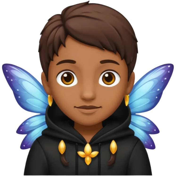 Black clothing fairy emoji brown skin  emoji