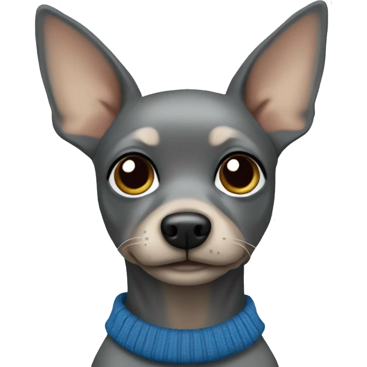 gray toy terrier in a blue sweater emoji