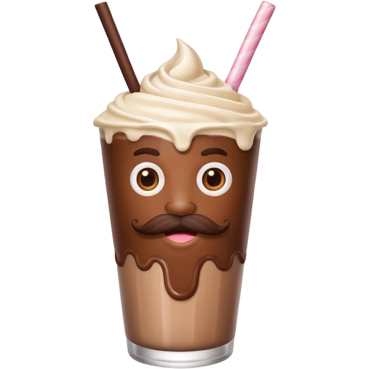 milkshake with a face andmustache emoji