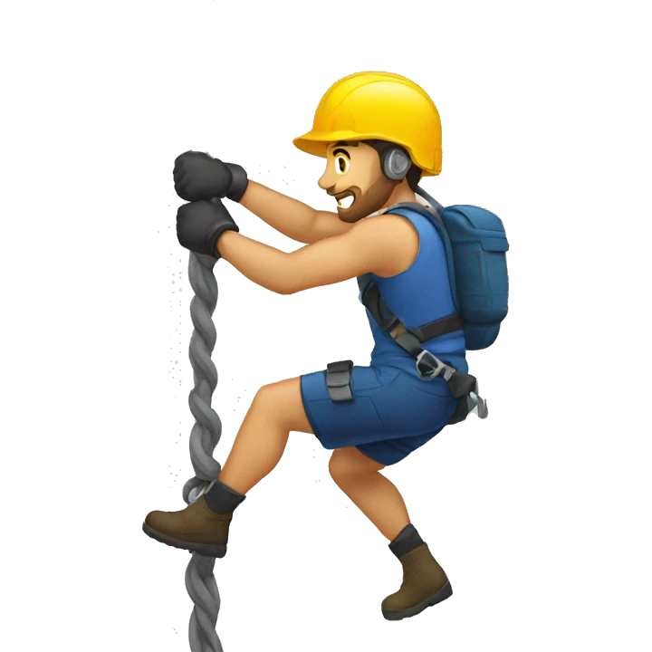 guy using a grappling hook to climb up emoji