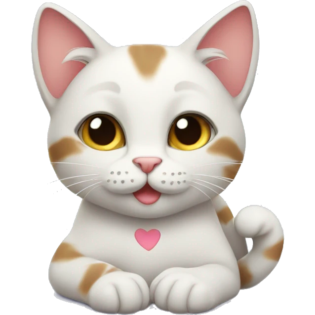 Cute cat makes Heart with paw emoji